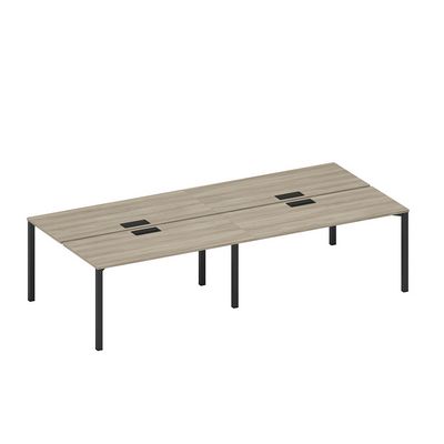 Спэйс+ А1 ЧР 175-2 ВЛ (Вяз либерти/Ччерный гладкий) Рабочая станция на металлокаркасе, столешницы с заглушкой (4*160)