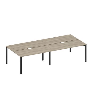 Спэйс+ А1 ЧР 175.2-2 ВЛ (Вяз либерти/Ччерный гладкий) Рабочая станция на металлокаркасе, столешницы с вырезом (4*160)