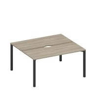 Спэйс+ А1 ЧР 175.2 ВЛ (Вяз либерти/Ччерный гладкий) Рабочая станция на металлокаркасе, столешницы с вырезом (2*160)