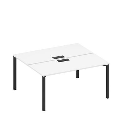 Спэйс+ А1 ЧР 175 БП (Белый премиум/Черный гладкий) Рабочая станция на металлокаркасе, столешницы с заглушкой (2*160)