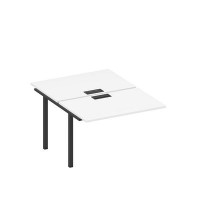 Спэйс+ А1 ЧР 176-1 БП (Белый премиум/Черный гладкий) Секция стола рабочей станции на металлокаркасе, столешницы с заглушкой