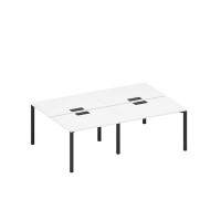 Спэйс+ А1 ЧР 176-2 БП (Белый премиум/Черный гладкий) Рабочая станция на металлокаркасе, столешницы с заглушкой (4*120)