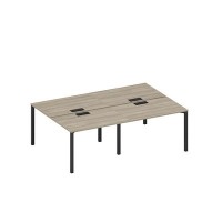 Спэйс+ А1 ЧР 176-2 ВЛ (Вяз либерти/Ччерный гладкий) Рабочая станция на металлокаркасе, столешницы с заглушкой (4*120)