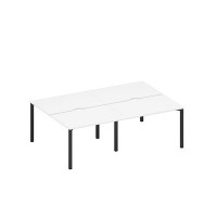 Спэйс+ А1 ЧР 176.2-2 БП (Белый премиум/Черный гладкий) Рабочая станция на металлокаркасе, столешницы с вырезом (4*120)