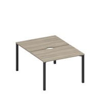 Спэйс+ А1 ЧР 176.2 ВЛ (Вяз либерти/Ччерный гладкий) Рабочая станция на металлокаркасе, столешницы с вырезом (2*120)