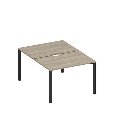 Спэйс+ А1 ЧР 176.2 ВЛ (Вяз либерти/Ччерный гладкий) Рабочая станция на металлокаркасе, столешницы с вырезом (2*120)