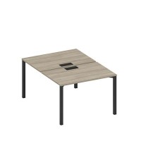 Спэйс+ А1 ЧР 176 ВЛ (Вяз либерти/Ччерный гладкий) Рабочая станция на металлокаркасе, столешницы с заглушкой (2*120)