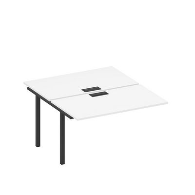 Спэйс+ А1 ЧР 177-1 БП (Белый премиум/Черный гладкий) Секция стола рабочей станции на металлокаркасе, столешницы с заглушкой