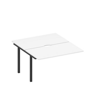 Спэйс+ А1 ЧР 177.2-1 БП (Белый премиум/Черный гладкий) Секция стола рабочей станции на металлокаркасе, столешницы с вырезом