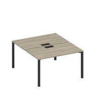 Спэйс+ А1 ЧР 177 ВЛ (Вяз либерти/Ччерный гладкий) Рабочая станция на металлокаркасе, столешницы с заглушкой (2*140)