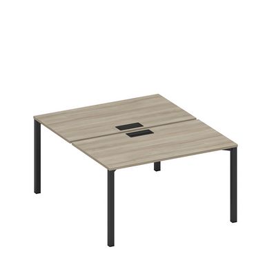 Спэйс+ А1 ЧР 177 ВЛ (Вяз либерти/Ччерный гладкий) Рабочая станция на металлокаркасе, столешницы с заглушкой (2*140)