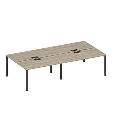 Спэйс+ А1 ЧР 178-2 ВЛ (Вяз либерти/Ччерный гладкий) Рабочая станция на металлокаркасе, столешницы с заглушкой (4*160)