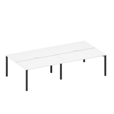 Спэйс+ А1 ЧР 178.2-2 БП (Белый премиум/Черный гладкий) Рабочая станция на металлокаркасе, столешницы с вырезом (4*160)