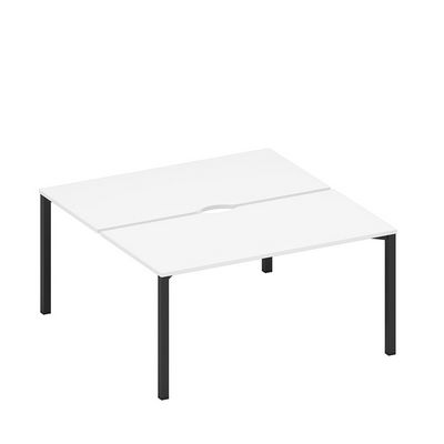 Спэйс+ А1 ЧР 178.2 БП (Белый премиум/Черный гладкий) Рабочая станция на металлокаркасе, столешницы с вырезом (2*160)