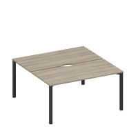 Спэйс+ А1 ЧР 178.2 ВЛ (Вяз либерти/Ччерный гладкий) Рабочая станция на металлокаркасе, столешницы с вырезом (2*160)