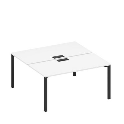 Спэйс+ А1 ЧР 178 БП (Белый премиум/Черный гладкий) Рабочая станция на металлокаркасе, столешницы с заглушкой (2*160)