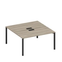 Спэйс+ А1 ЧР 178 ВЛ (Вяз либерти/Ччерный гладкий) Рабочая станция на металлокаркасе, столешницы с заглушкой (2*160)