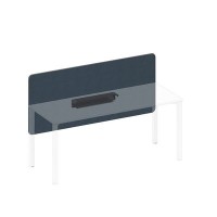 Спэйс+ А1 ЧР 859.02 BA40 (Синий/Черный гладкий) Экран настольный фронтальный тканевый с кабель-каналом