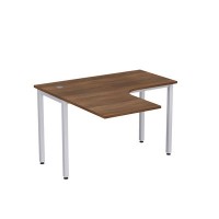 Стиль 2М.128 (Шамони темный/Алюминий матовый) Стол криволинейный левый