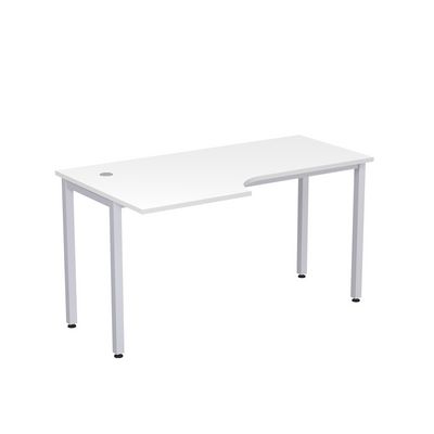 Стиль 2М.142 (Белый/Алюминий матовый) Стол криволинейный левый