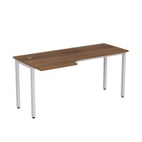 Стиль 2М.143 (Шамони темный/Алюминий матовый) Стол криволинейный левый