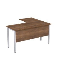 Стиль 2МД.130 (Шамони темный/Алюминий матовый) Стол криволинейный левый