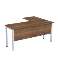 Стиль 2МД.132 (Шамони темный/Алюминий матовый) Стол криволинейный левый