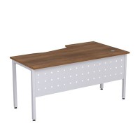 Стиль 2МК.120 (Шамони темный/Алюминий матовый) Стол криволинейный левый