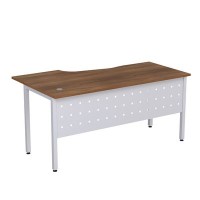 Стиль 2МК.121 (Шамони темный/Алюминий матовый) Стол криволинейный правый