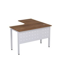 Стиль 2МК.128 (Шамони темный/Алюминий матовый) Стол криволинейный левый