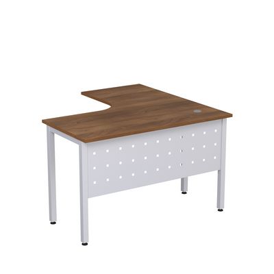 Стиль 2МК.128 (Шамони темный/Алюминий матовый) Стол криволинейный левый