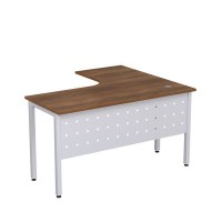 Стиль 2МК.130 (Шамони темный/Алюминий матовый) Стол криволинейный левый