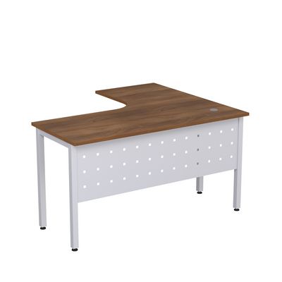 Стиль 2МК.130 (Шамони темный/Алюминий матовый) Стол криволинейный левый