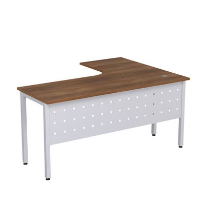 Стиль 2МК.132  (Шамони темный/Алюминий матовый) Стол криволинейный левый