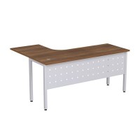 Стиль 2МК.133 (Шамони темный/Алюминий матовый) Стол криволинейный правый