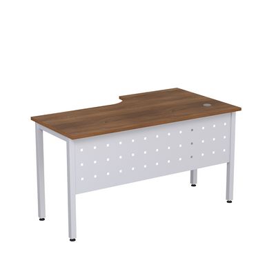 Стиль 2МК.142 (Шамони темный/Алюминий матовый) Стол криволинейный левый