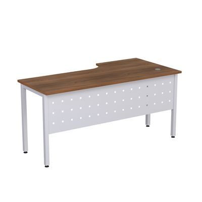 Стиль 2МК.143 (Шамони темный/Алюминий матовый) Стол криволинейный левый