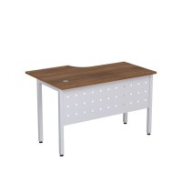 Стиль 2МК.144 (Шамони темный/Алюминий матовый) Стол криволинейный правый