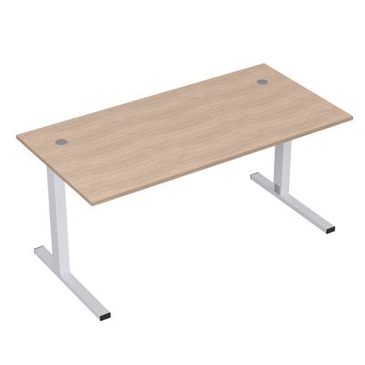 Стиль 2ML.184 (Дуб/Алюминий матовый) Стол рабочий, прямолинейный