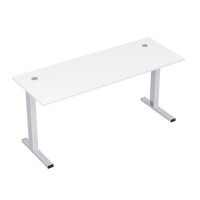 Стиль 2MLK.064 (Белый/Алюминий матовый) Стол рабочий, прямолинейный с кабель-каналом