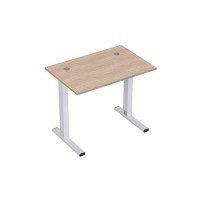 Стиль 2MLK.067 (Дуб/Алюминий матовый) Стол рабочий, прямолинейный с кабель-каналом