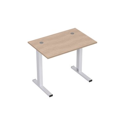 Стиль 2MLK.067 (Дуб/Алюминий матовый) Стол рабочий, прямолинейный с кабель-каналом