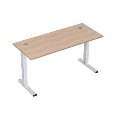 Стиль 2MLK.069 (Дуб/Алюминий матовый) Стол рабочий, прямолинейный с кабель-каналом