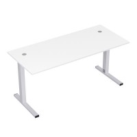 Стиль 2MLK.074 (Белый/Алюминий матовый) Стол рабочий, прямолинейный с кабель-каналом