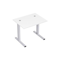 Стиль 2MLK.077 (Белый/Алюминий матовый) Стол рабочий, прямолинейный с кабель-каналом