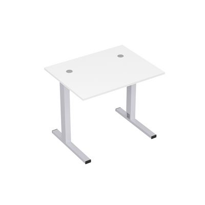 Стиль 2MLK.077 (Белый/Алюминий матовый) Стол рабочий, прямолинейный с кабель-каналом