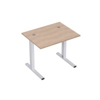 Стиль 2MLK.077 (Дуб/Алюминий матовый) Стол рабочий, прямолинейный с кабель-каналом