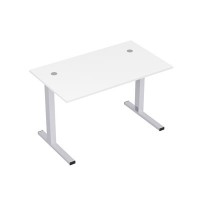 Стиль 2MLK.078 (Белый/Алюминий матовый) Стол рабочий, прямолинейный с кабель-каналом
