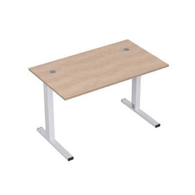 Стиль 2MLK.078 (Дуб/Алюминий матовый) Стол рабочий, прямолинейный с кабель-каналом