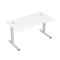 Стиль 2MLK.079 (Белый/Алюминий матовый) Стол рабочий, прямолинейный с кабель-каналом